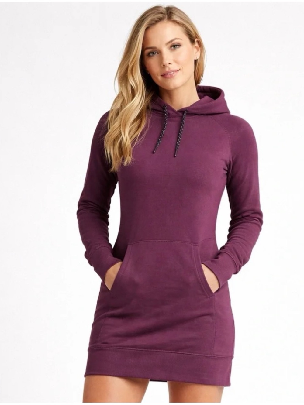 American Giant Women’s Sz S Burgundy Hoodie Dress Sweatshirt French Terry